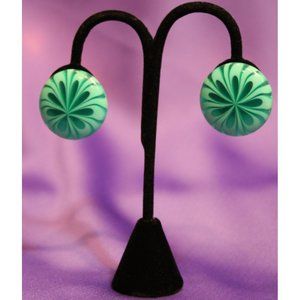 Mint Green Candy Swirl Vintage Lucite Button Studs